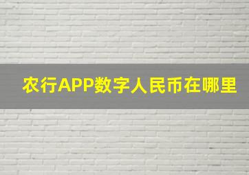 农行APP数字人民币在哪里