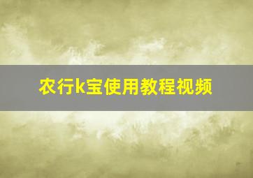 农行k宝使用教程视频