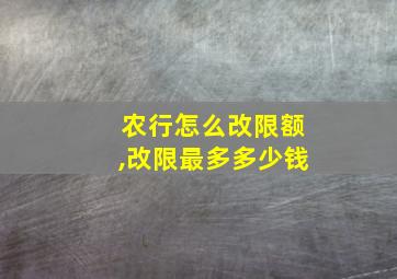 农行怎么改限额,改限最多多少钱