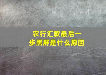 农行汇款最后一步黑屏是什么原因