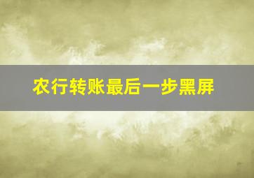 农行转账最后一步黑屏