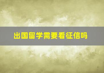 出国留学需要看征信吗