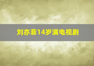 刘亦菲14岁演电视剧