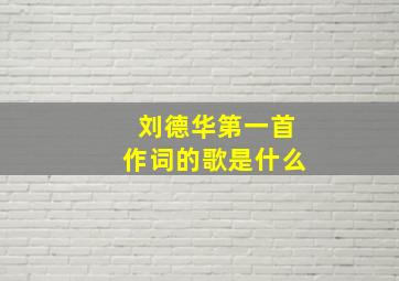 刘德华第一首作词的歌是什么