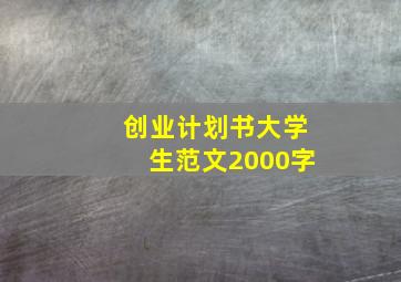 创业计划书大学生范文2000字