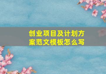 创业项目及计划方案范文模板怎么写