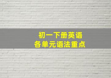 初一下册英语各单元语法重点