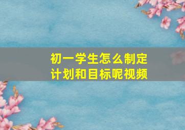 初一学生怎么制定计划和目标呢视频