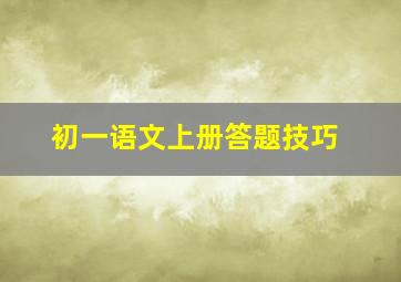 初一语文上册答题技巧