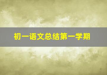 初一语文总结第一学期