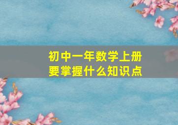 初中一年数学上册要掌握什么知识点