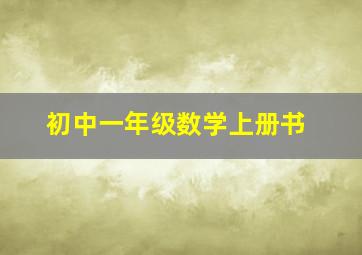 初中一年级数学上册书