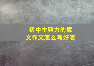 初中生努力的意义作文怎么写好呢