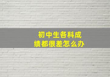 初中生各科成绩都很差怎么办