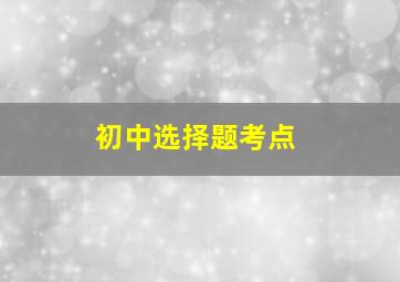 初中选择题考点