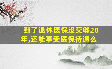 到了退休医保没交够20年,还能享受医保待遇么