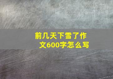 前几天下雪了作文600字怎么写