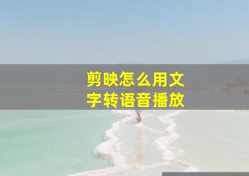 剪映怎么用文字转语音播放