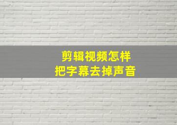 剪辑视频怎样把字幕去掉声音