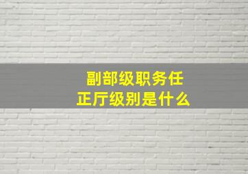 副部级职务任正厅级别是什么