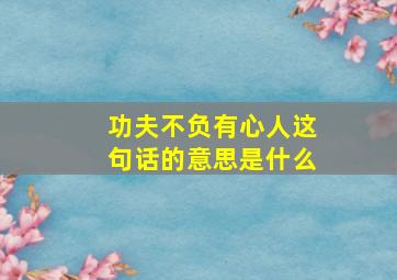 功夫不负有心人这句话的意思是什么