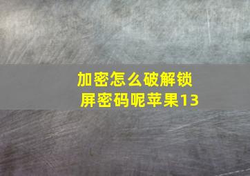 加密怎么破解锁屏密码呢苹果13