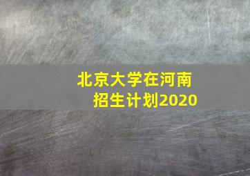 北京大学在河南招生计划2020