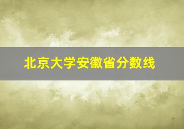 北京大学安徽省分数线