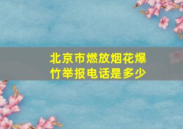 北京市燃放烟花爆竹举报电话是多少