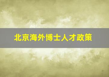 北京海外博士人才政策