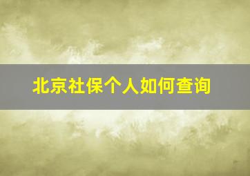 北京社保个人如何查询