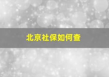 北京社保如何查