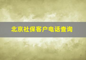 北京社保客户电话查询