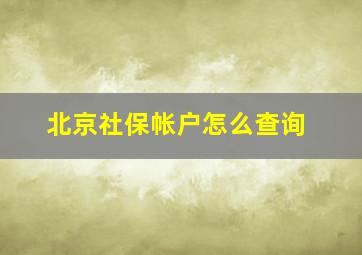 北京社保帐户怎么查询