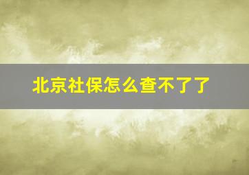 北京社保怎么查不了了