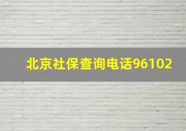 北京社保查询电话96102