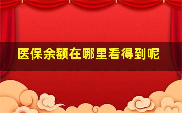 医保余额在哪里看得到呢