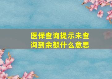 医保查询提示未查询到余额什么意思