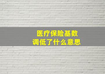 医疗保险基数调低了什么意思