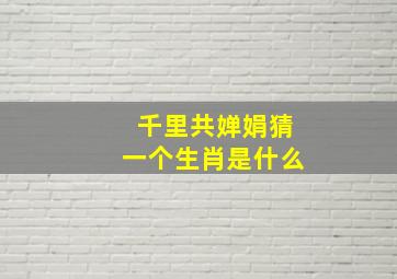 千里共婵娟猜一个生肖是什么