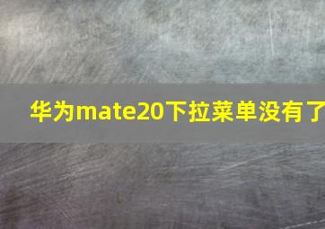 华为mate20下拉菜单没有了