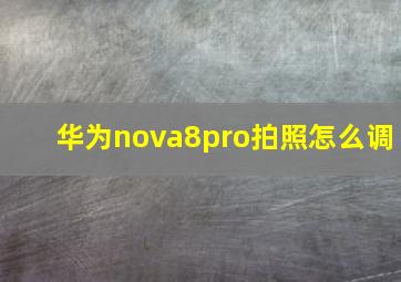 华为nova8pro拍照怎么调