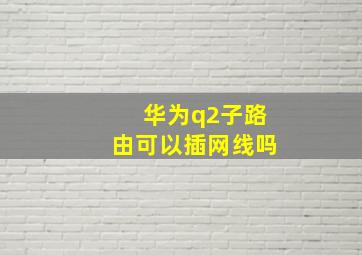 华为q2子路由可以插网线吗