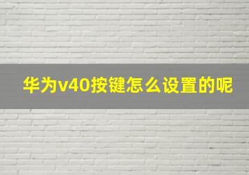 华为v40按键怎么设置的呢