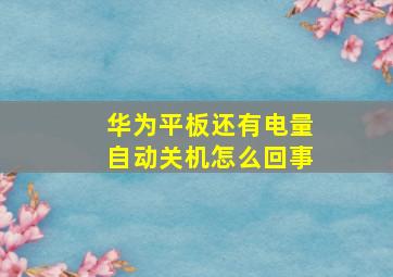 华为平板还有电量自动关机怎么回事