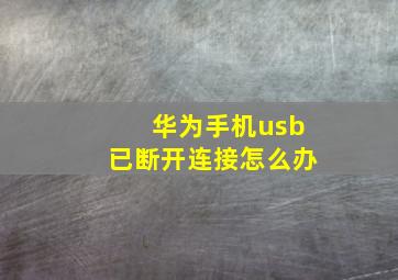 华为手机usb已断开连接怎么办