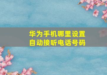 华为手机哪里设置自动接听电话号码