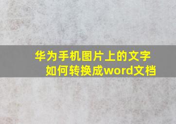 华为手机图片上的文字如何转换成word文档