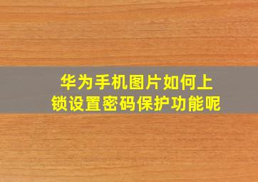 华为手机图片如何上锁设置密码保护功能呢