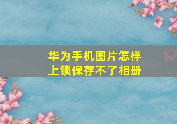 华为手机图片怎样上锁保存不了相册